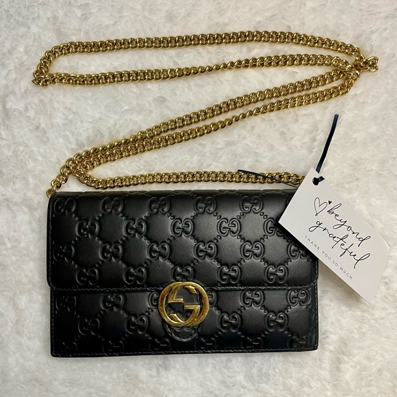 Gucci Handbags - GUCCI Icon Guccissima Wallet on a Chain